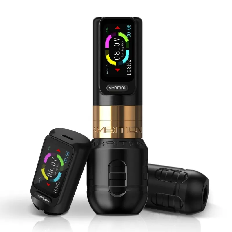 Ambition Tattoo Zetton Wireless Tattoo Pen Machine in aluminium alloy with color screen display