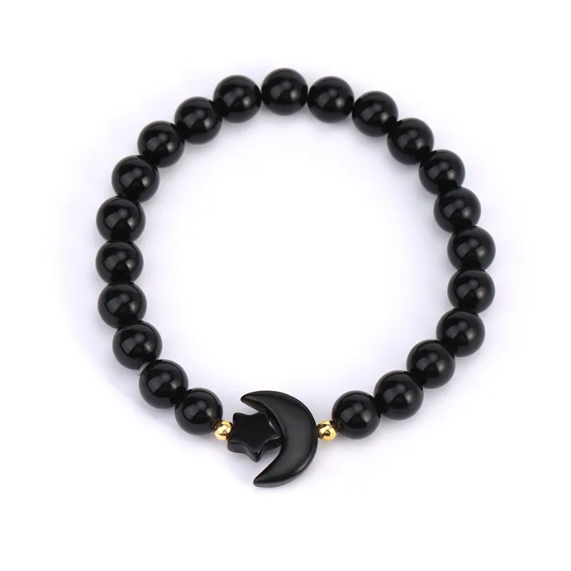 Turix Black Obsidian Moon Magic Bracelet with natural crystal beads