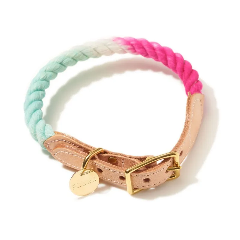 Found My Animal California Cotton Rope & Leather Cat & Dog Collar