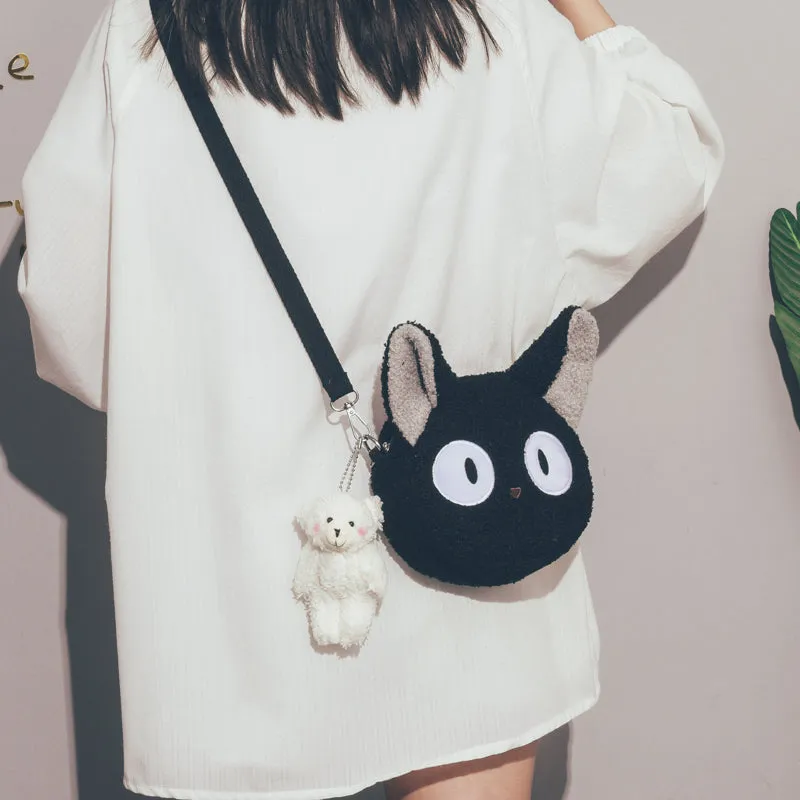Juwas Animal Head Plush Messenger Bag brown plush shoulder bag
