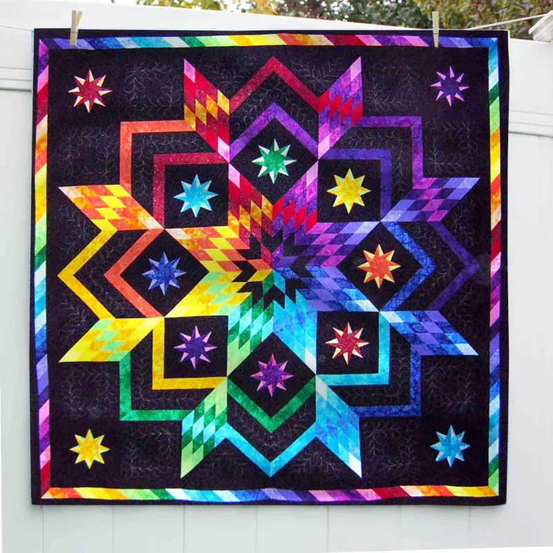Boho Blanket Pathway to the Stars Quilt Pattern cover showing a star quilt design