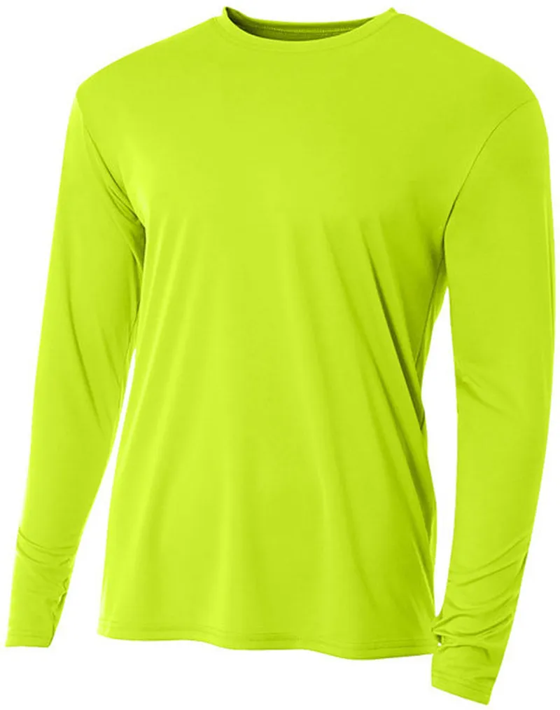 Do It Tennis A4 Men's Performance Long Sleeve Crew (Lime) tennis shirt