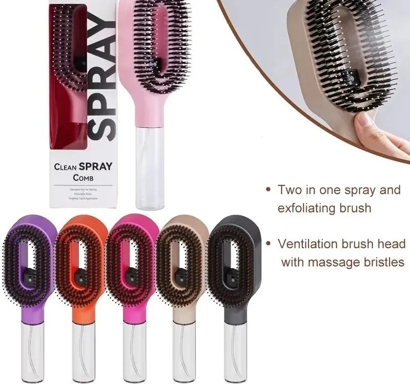 Kicklo 2-in-1 Multi-functional Spray Hair Brush with integrated mist sprayer