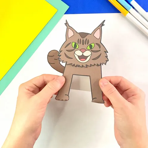 Fun House Toys Cat Stand-Up Craft printable template showing a standing cat character craft