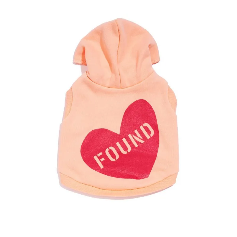 Found My Animal Big Full Heart Animal Hoodie in coral with peach heart print for dogs