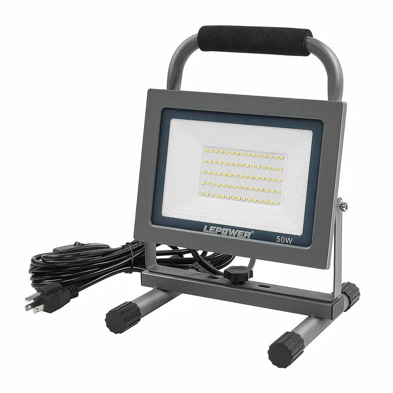Lepower Tec 50W Portable LED Work Light with tripod stand and power cord