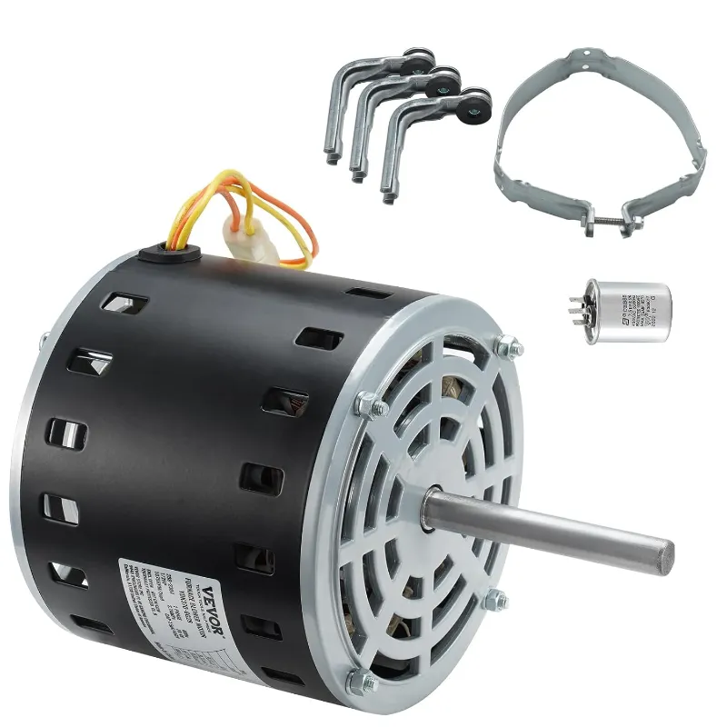 GrillPartsReplacement 1/2HP Furnace Blower Motor, 1075RPM 5-Speed, 208/230V with capacitor and mounting bracket