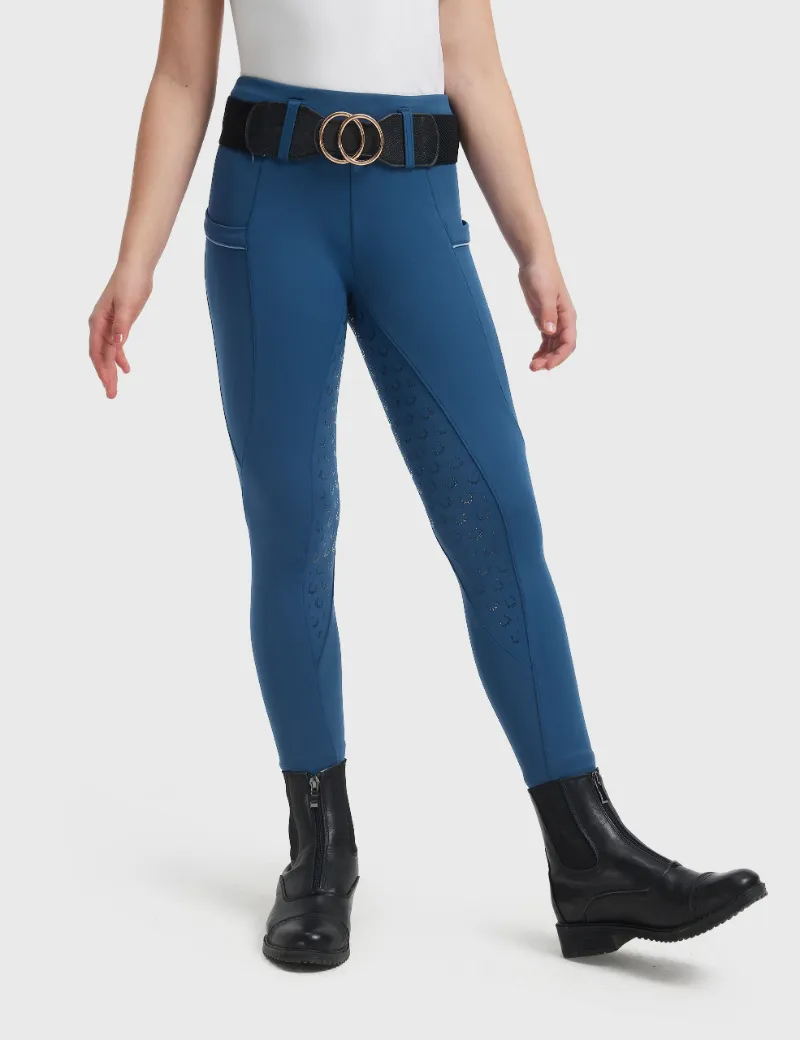 FiTST4 Girls Full Seat Breeches Faux Back Pockets showing silicone grip seat and side pockets