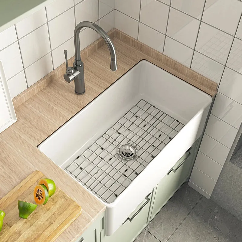 HOROW 30 inch white farmhouse sink single basin bowl Model HR-S0118W
