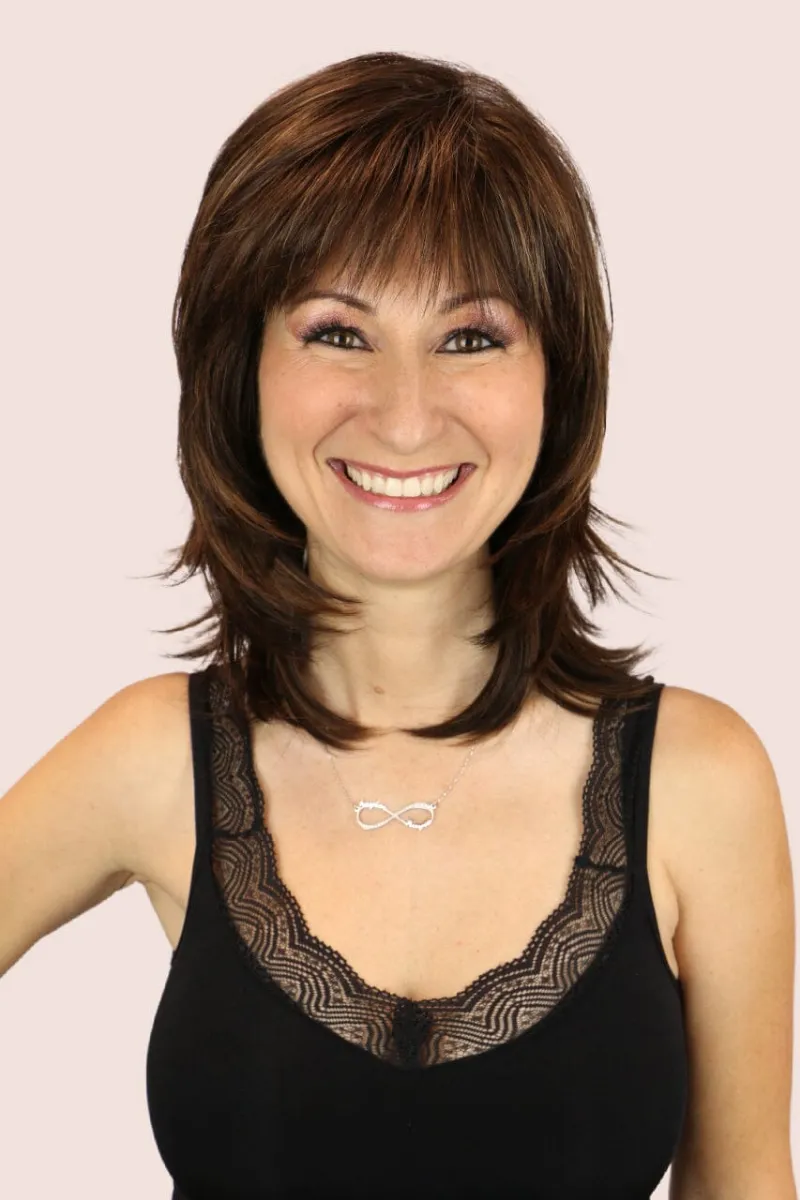 Godiva's Secret Wigs Harmony medium wig, shoulder-length with soft bangs and layers