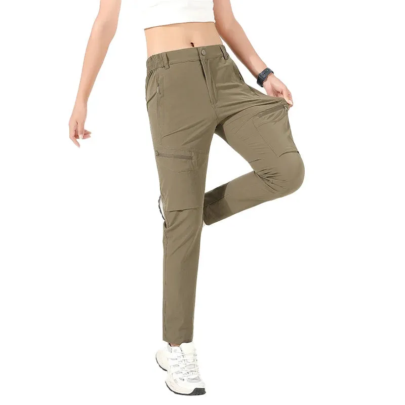 PUPU Sports Women's Quick Dry Hiking Pants Lightweight Stretch Waterproof Cargo Trousers shown