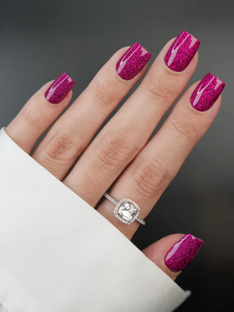 Roxy Nails Paris Night orchid press on nails with reflective micro glitter finish
