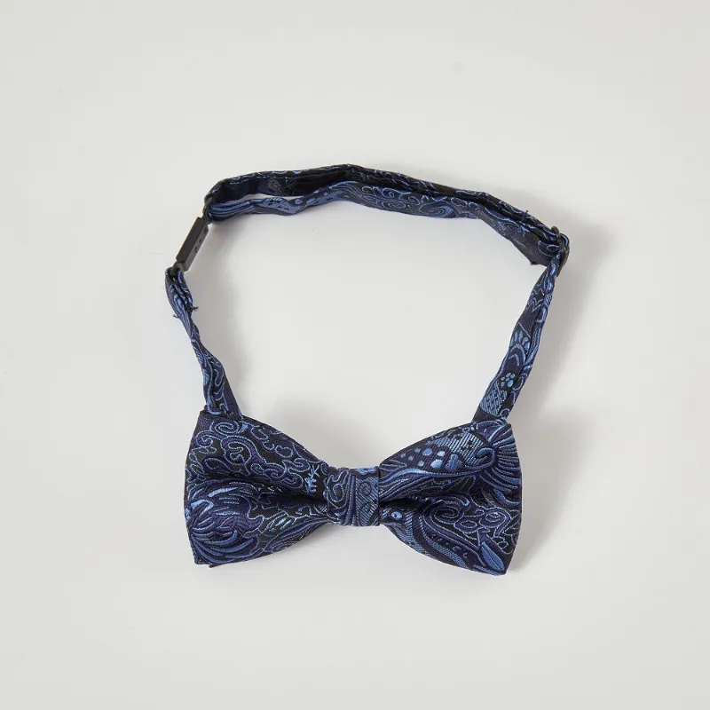 Wehilion Boys Navy Paisley Bow Tie pre-tied clip-on for weddings