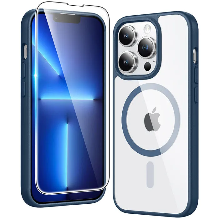 FNTCASE OFFICIAL clear anti-yellowing magnetic case for iPhone 13 Pro with rugged bumper