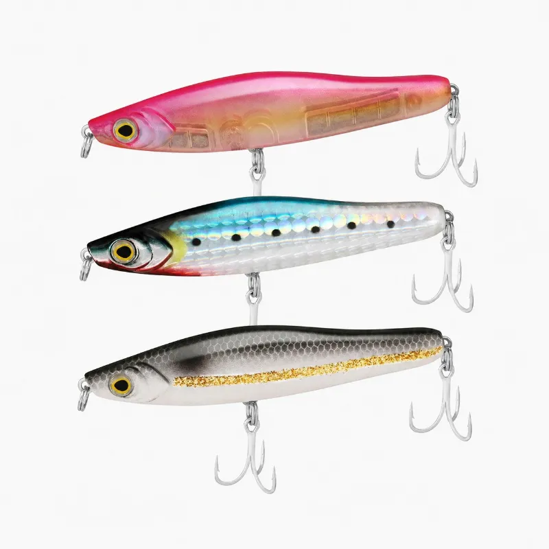Truscend Fishing Topwater Pencil Plopper Fishing Lures with 3D eyes and laser scale pattern