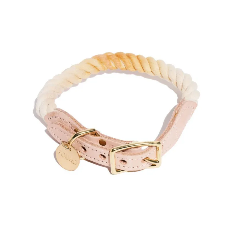 Found My Animal Butterscotch Ombre Cotton Rope Cat & Dog Collar with leather accents