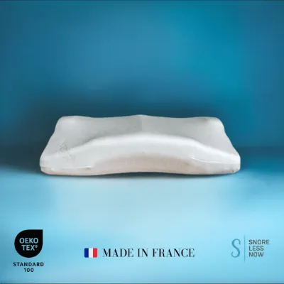SnoreLessNow Posiform Anti-Snore Pillow, white contoured memory foam pillow with bamboo cover