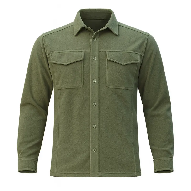 Falour Men's Stretch Fabric Flannel Shirt Jacket showing textured outer fabric and button front closure