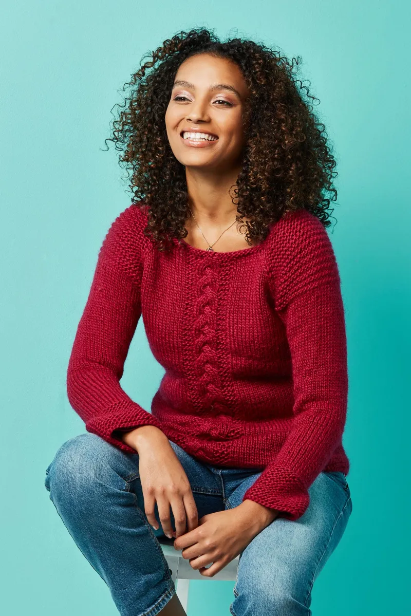 Kristen TenDyke Samol Pullover showing raglan yoke in natural wool