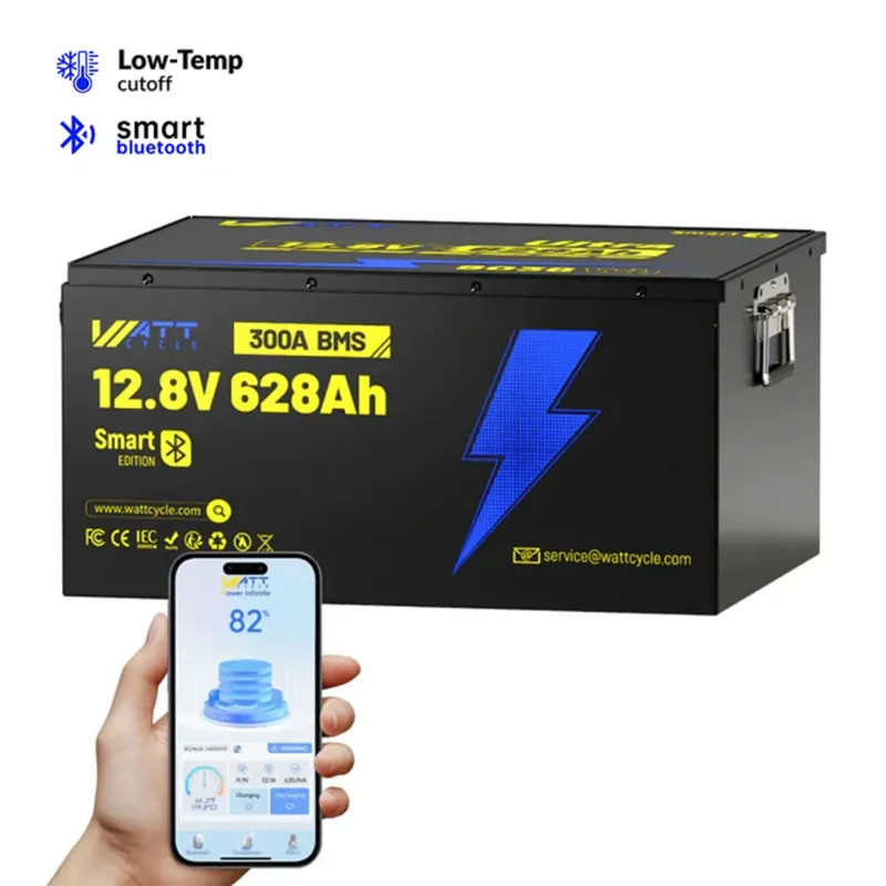 WattCycle 12V 628Ah Ultra Bluetooth LiFePO4 Battery with 8038Wh storage and aluminum cooling fins