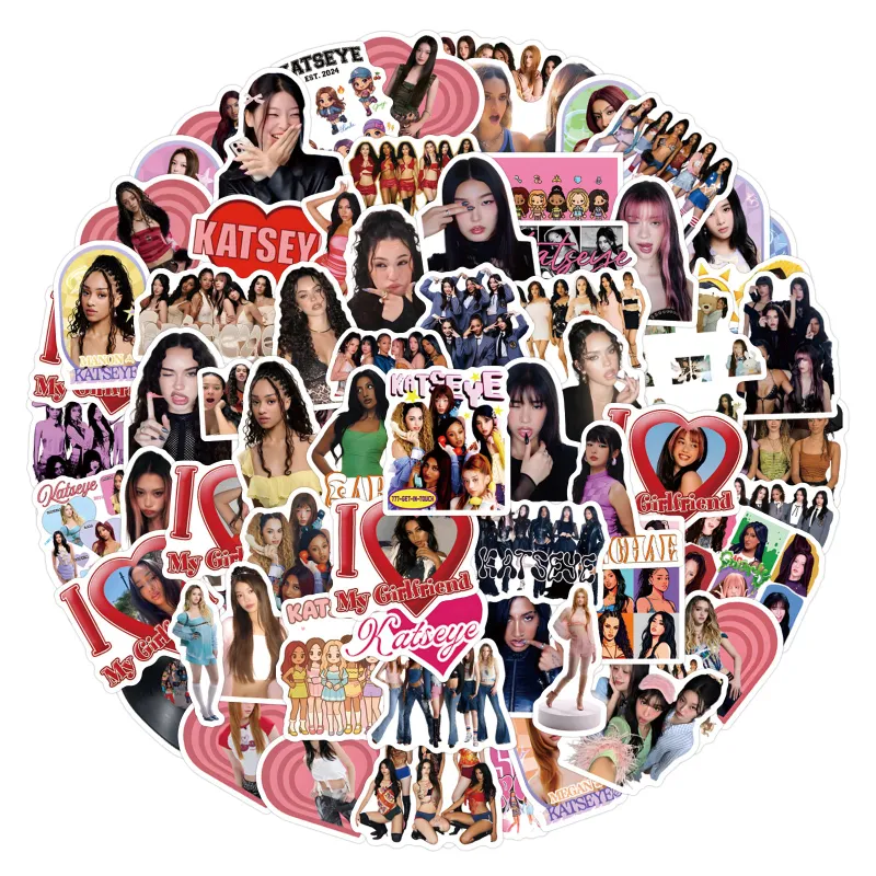 TTAesthetic 120PCS KATSEYE Decorative Stickers showing assorted cute vinyl stickers for personalizing items