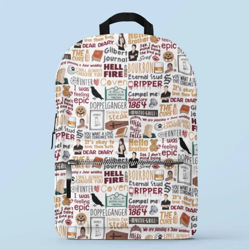 The Banyan Tee US All-Over Print Backpack - Mystic Falls Doodle with vibrant all-over print design