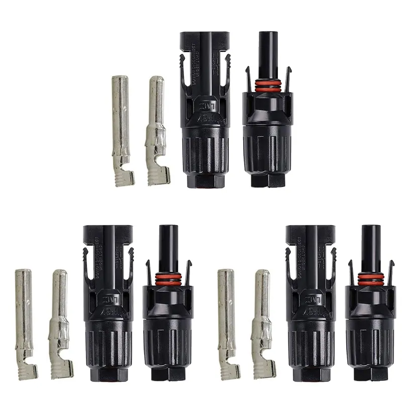 ACOPOWER 3 Pairs Male/Female Solar Connectors with self-locking waterproof design