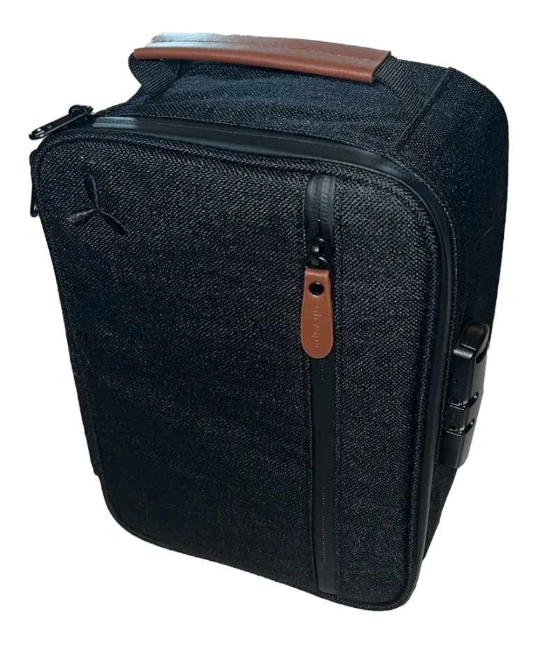 Airvape large lockable smell-proof travel case in bamboo fiber fabric with adjustable compartments