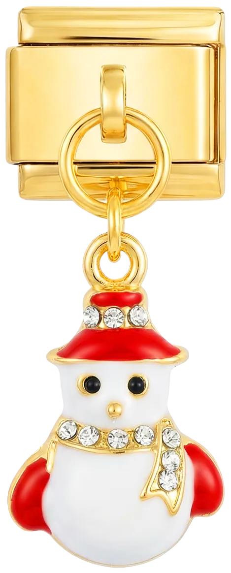 Charms Official Christmas Snowman With Stones charm showing snowman figure with decorative stone accents