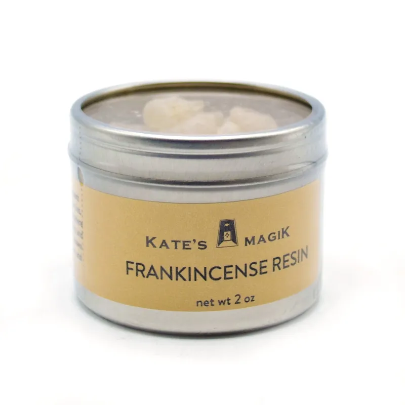 Kates Magik Frankincense Resin tin containing 2 oz of pure resin