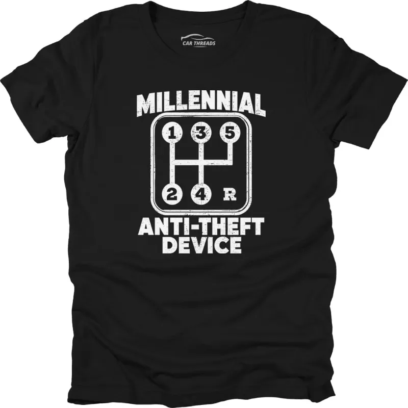 Car Threads Millennial Anti-Theft Device t-shirt with car-themed graphic