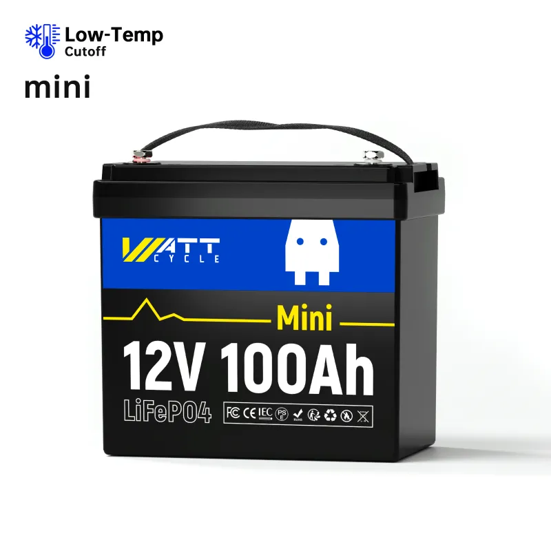 WattCycle Like New 12V 100Ah Mini LiFePO4 Battery in ultra-compact design