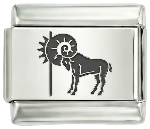 Charms Official Aries, on Silver zodiac charm with minimalist ram symbol