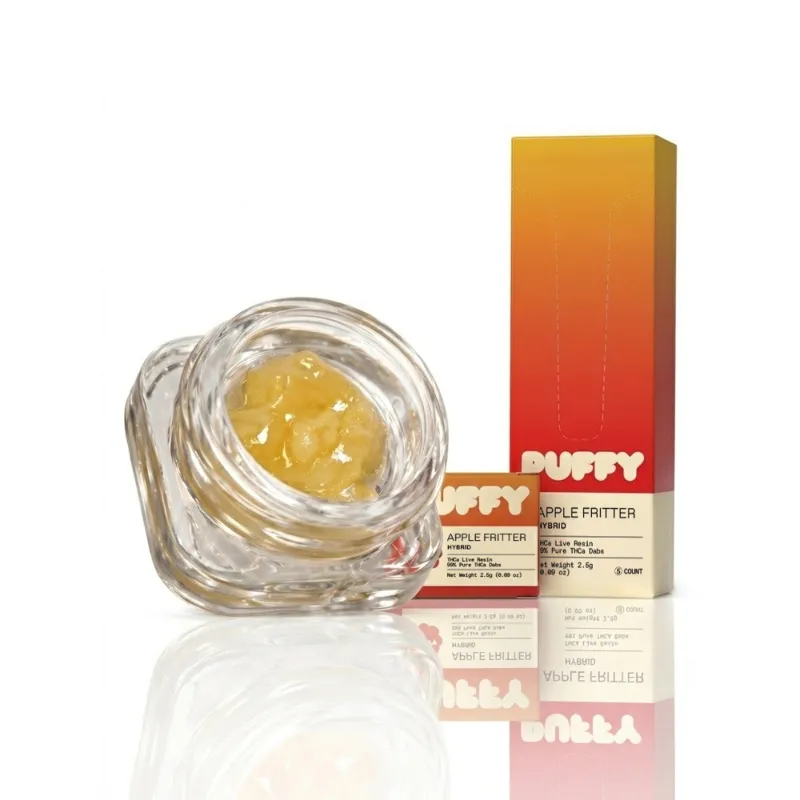 Hipuffy Apple Fritter THCa Live Resin concentrate in container showing golden amber texture