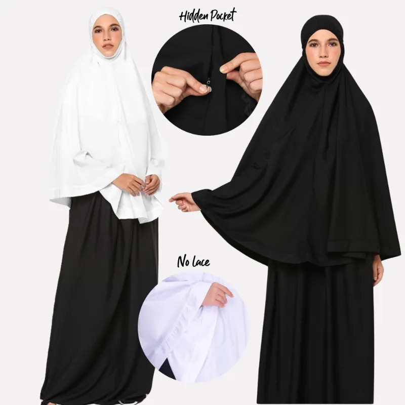 ZAAHARA 2x Telekung Mini Hidaya with Pocket set bundle two prayer wear