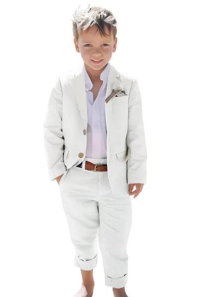 Wehilion Boys Linen Summer Slim Fit 2 Pieces Suit shown as a pastel toddler jacket and trouser set