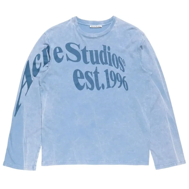 AfewVibe Acne Studios Relaxed fit graphic t-shirt Dirty blue long-sleeve