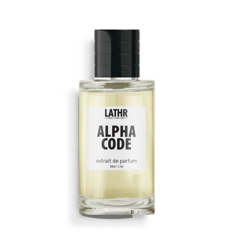 LATHR Alpha Code Extrait Cologne bottle with citrus, spice, and wood notes