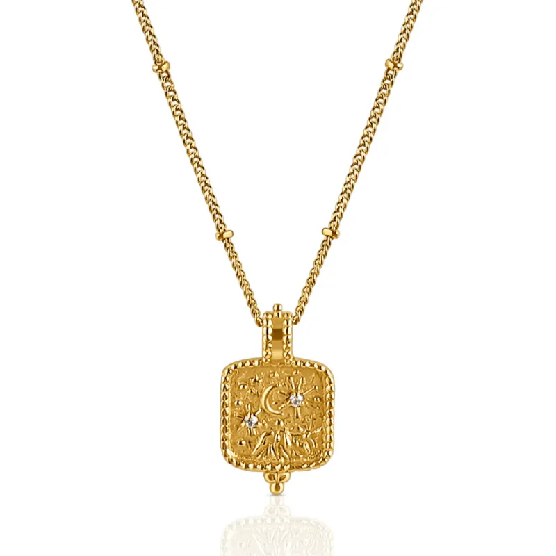 DORSYA I am Limitless Gold Affirmation Night Sky Necklace with cubic zirconia stars
