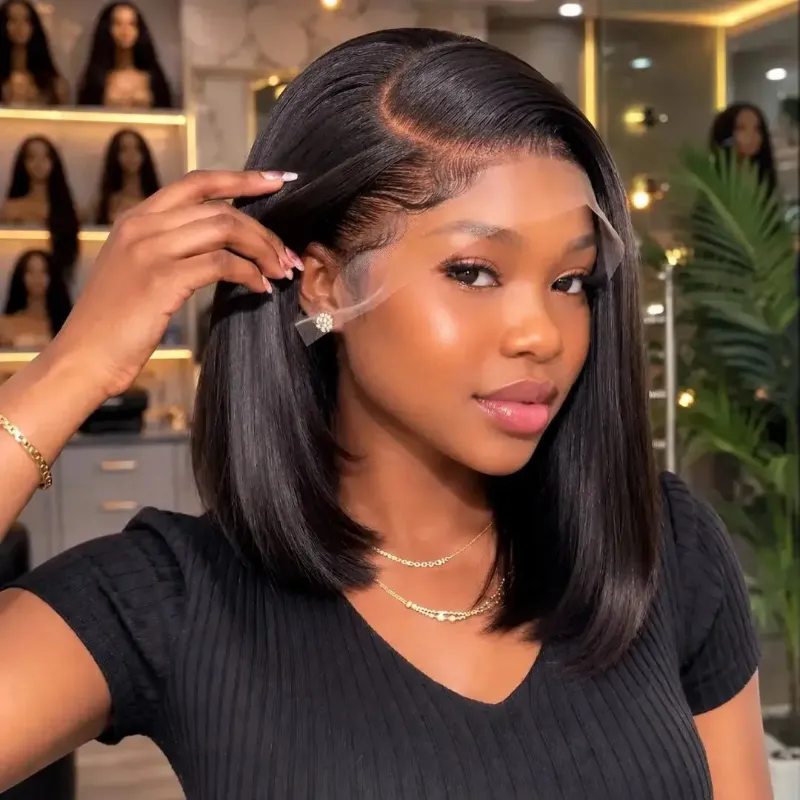 Hairsofly Shop Dazed Straight Short Bob Human Hair HD Lace Front Wig, dense straight bob