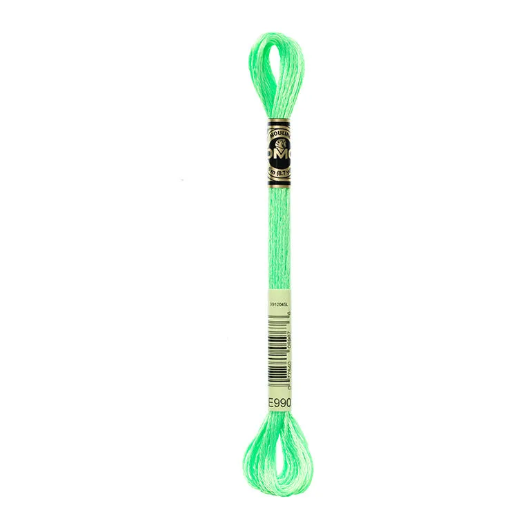 LETISTITCH DMC Mouline Light effects 317F E990 neon green embroidery thread skein