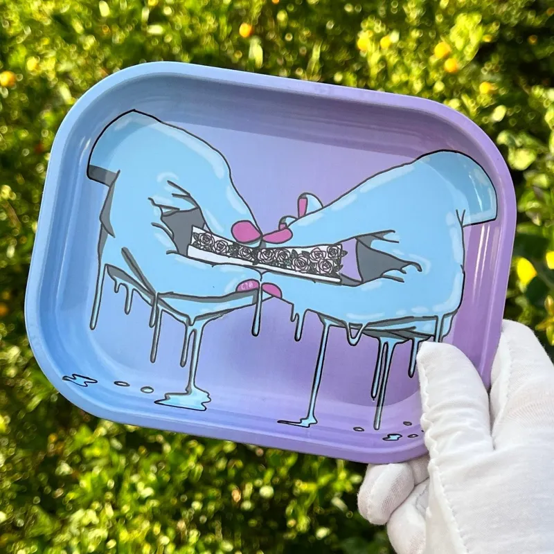 High Dreams Tray Joint, small metal rolling tray with joint graphic design
