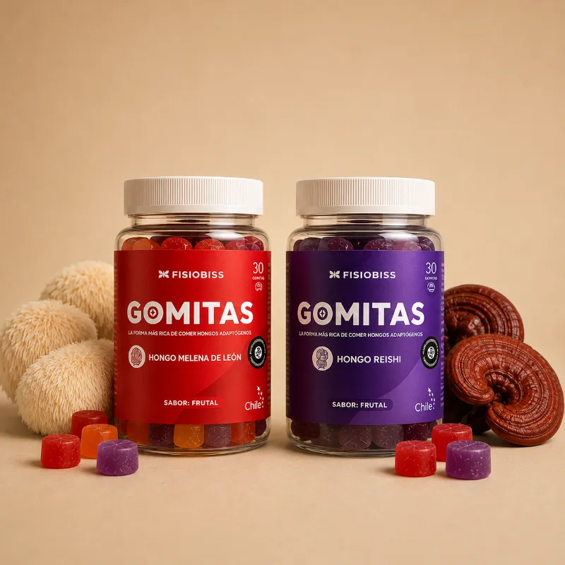 Fisiobiss gummy pack featuring Melena de León and Reishi mushroom gummies