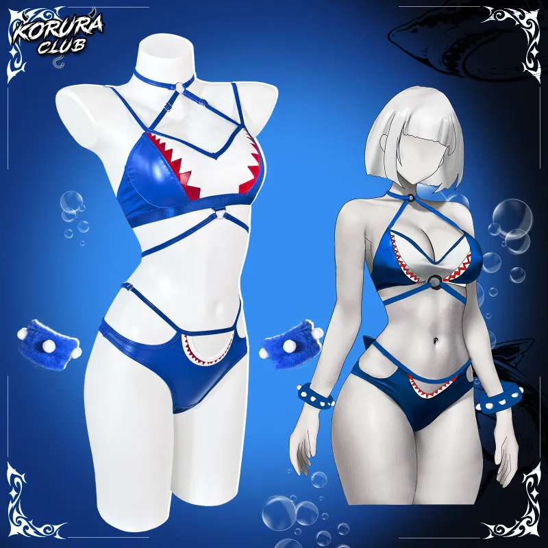 Koruraclub Cute Shark Bikini KO143 with plush arm bracelet accessories
