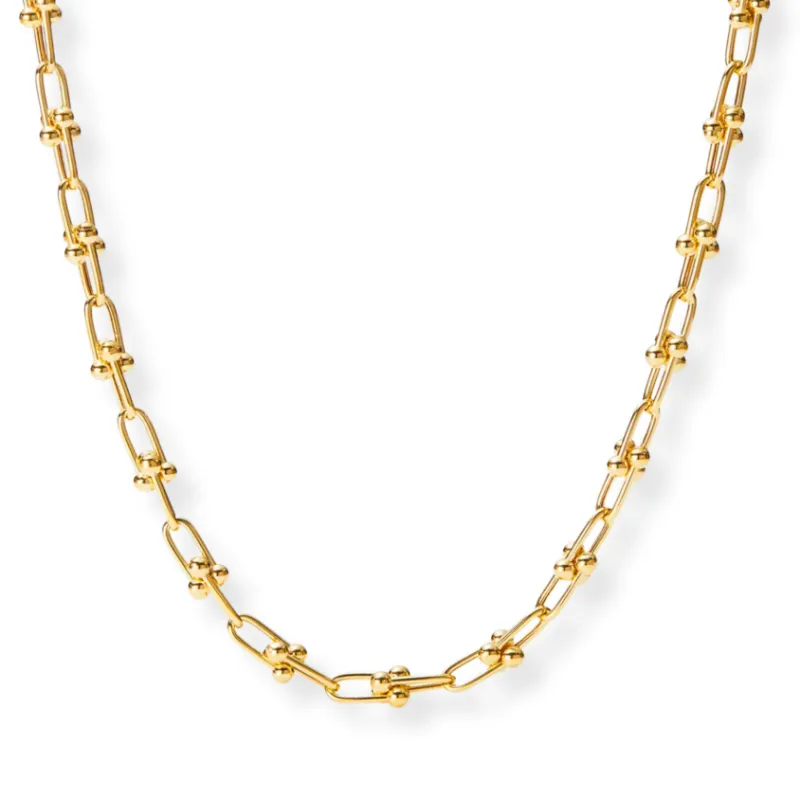Sleek Fit Jewelry NEXUS NECKLACE - GOLD, 8mm Jax link chain with Swarovski crystal clasp