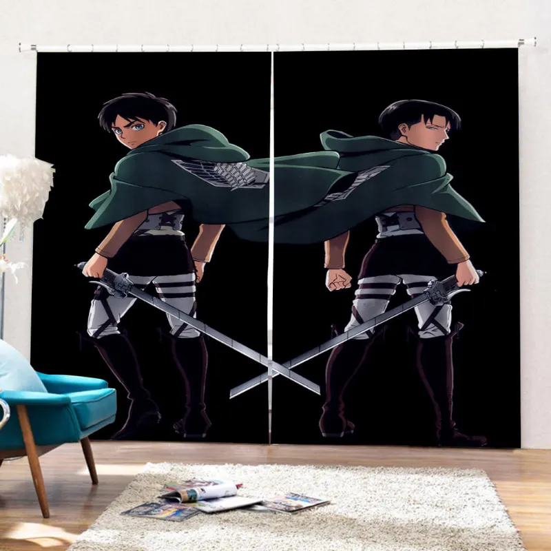 EBuycos 2 Panels Attack on Titan Curtains blackout window drapes with metal grommets