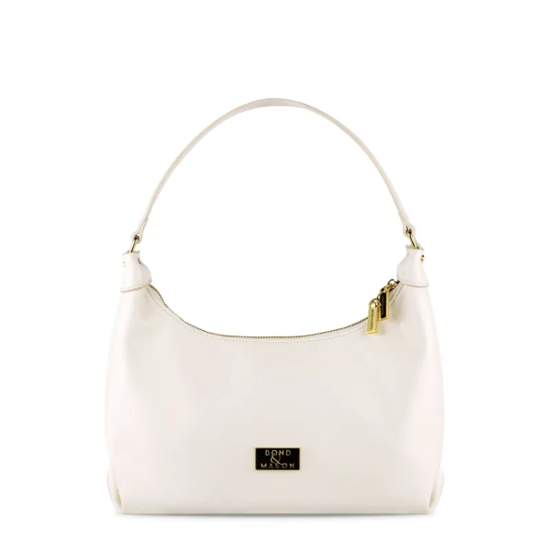 Bond & Mason The Jacinta Handbag in beige and white with structured handle