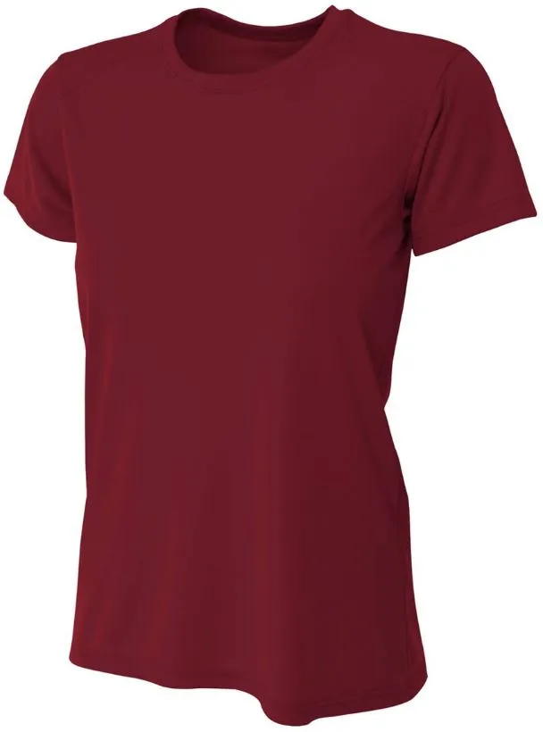 Do It Tennis A4 Women's Cooling Performance Crew Neck Tee (Cardinal) - red performance tee shirt