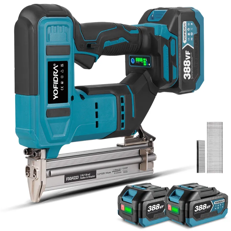 NewBeny 30MM 50MM Brushless 2-in-1 Cordless Nail and Staple Gun, angle view