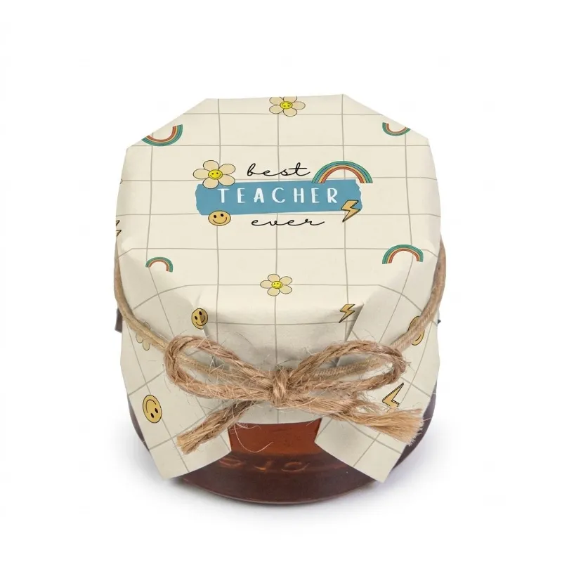 HoneySpree Best Teacher Ever mini honey jar in clear glass